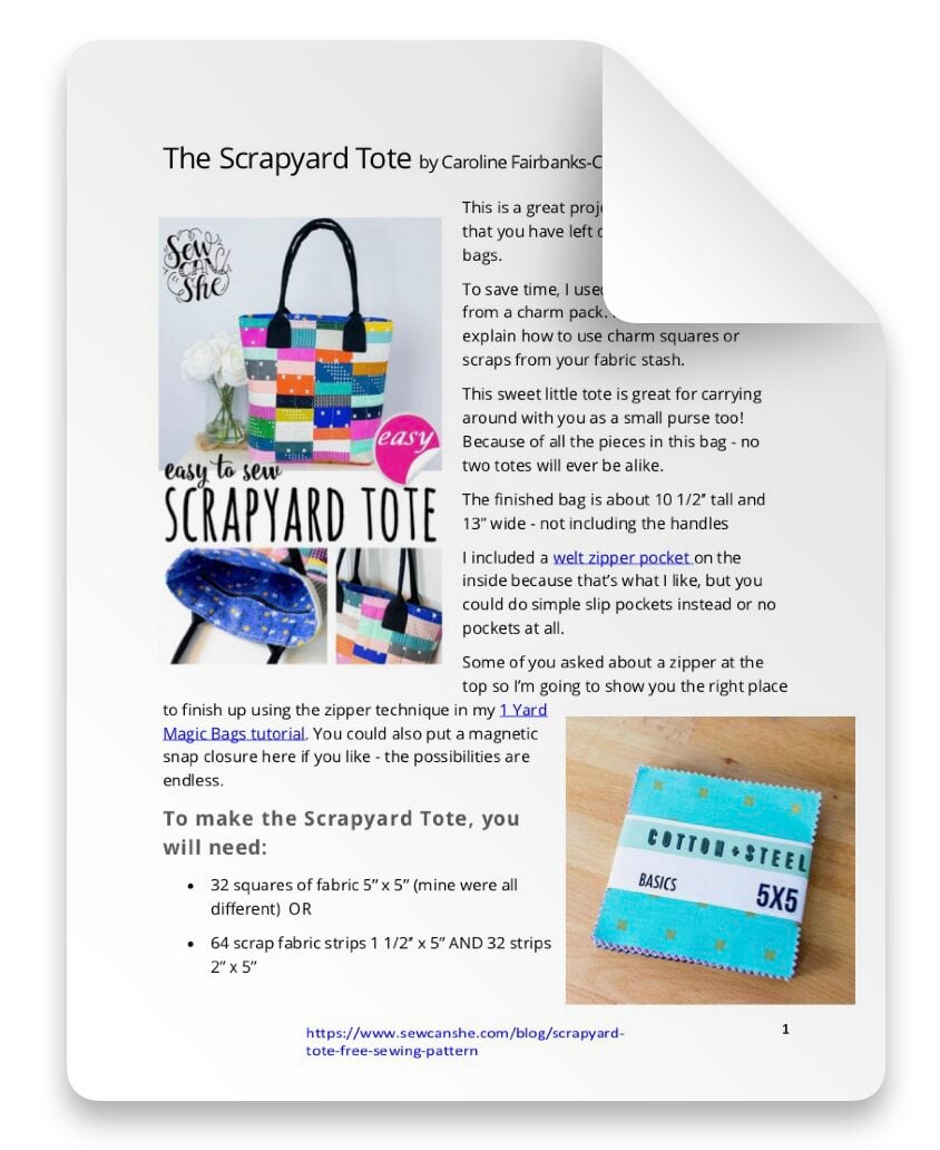 SCRAPYARD TOTE SEWING PATTERN
